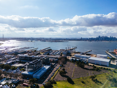 Aerial view over Williamstown in Australiaの写真素材