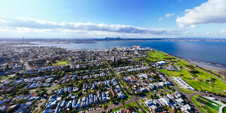 Aerial view over Williamstown in Australiaの写真素材