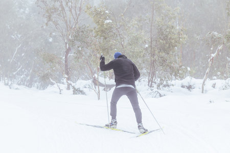 Family Snowshoeing and snow landscape at Lake Mountain Australia