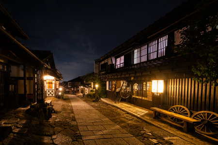 Magome-Juku at Night in Japanの写真素材