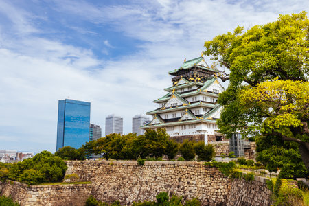 Historic Osaka Castle in Japanの写真素材