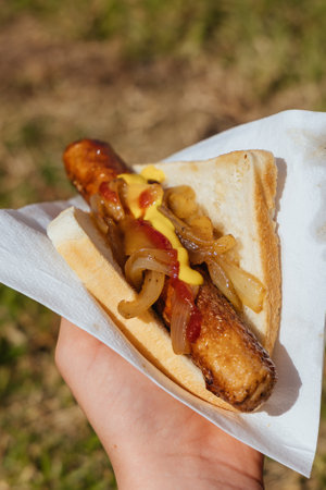 Sausage Sizzle BBQ in Australiaの写真素材
