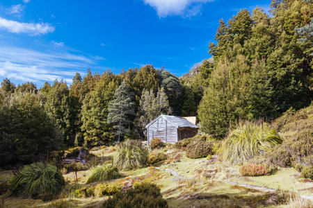 Du Cane Hut in Tasmania Australiaの写真素材