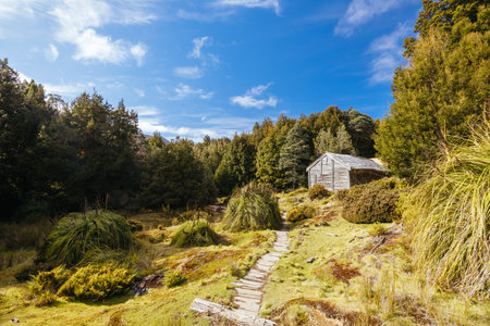 Du Cane Hut in Tasmania Australiaの写真素材
