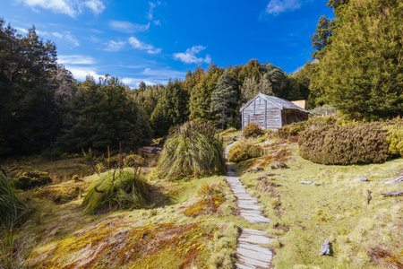 Du Cane Hut in Tasmania Australiaの写真素材