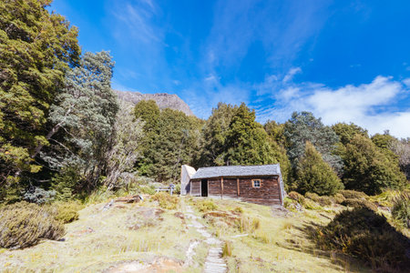 Du Cane Hut in Tasmania Australiaの写真素材