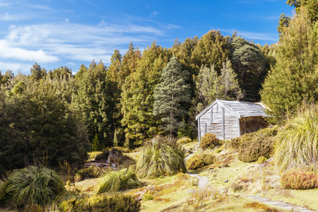 Du Cane Hut in Tasmania Australiaの写真素材