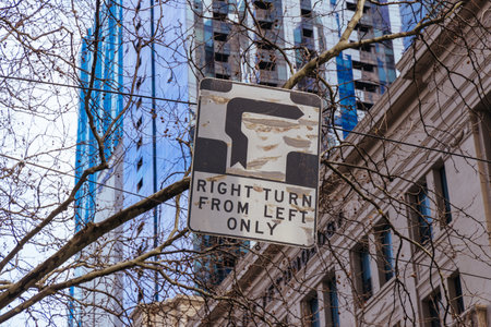 Hook Turn Sign in Melbourne Australiaの写真素材