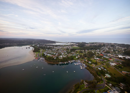 Aerial View of Wagonga Inlet in Australiaの写真素材