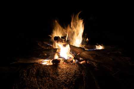 Camp Fire in Mt St Gwinear Australiaの写真素材