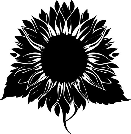 Sunflower Flower Monochrome Design Styleのイラスト素材