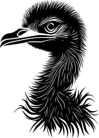 Ostrich Mascot Monochrome Design Styleのイラスト素材