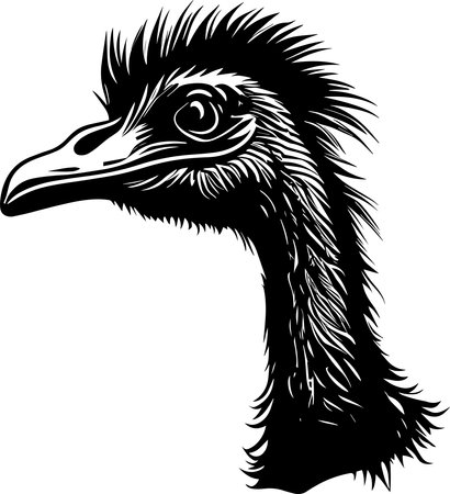 Ostrich Mascot Monochrome Design Styleのイラスト素材