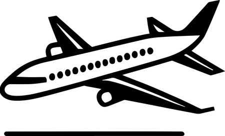 Flying Jumbo Airplane Monochrome Designのイラスト素材