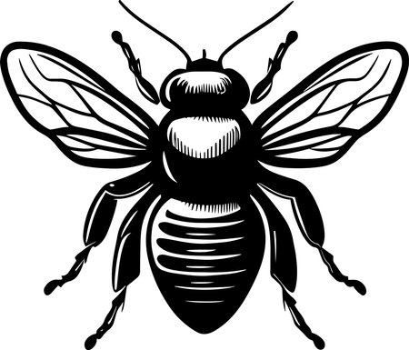 Honey Bee Monochrome Design Styleのイラスト素材