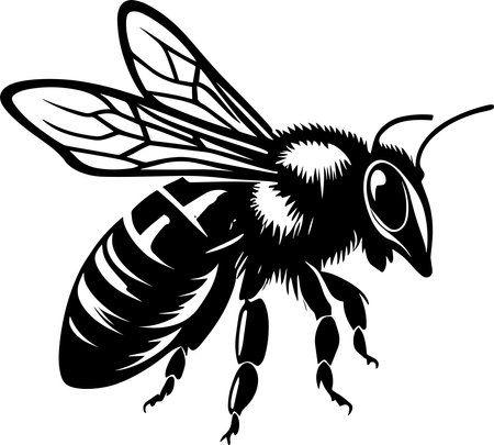 Honey Bee Monochrome Design Styleのイラスト素材