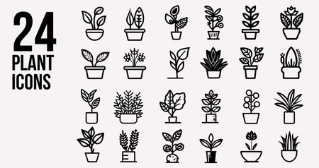Minimalistic Plant Icons Collection Setのイラスト素材