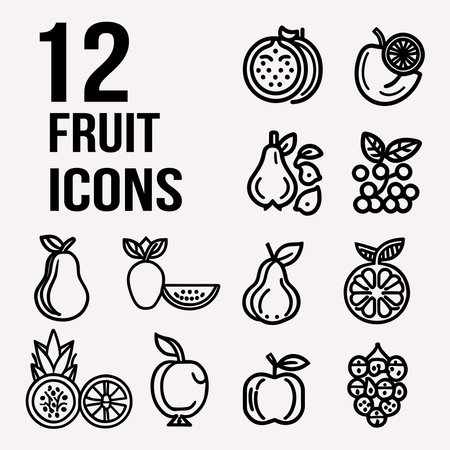 Minimalistic Fruit Icons Collection Setのイラスト素材