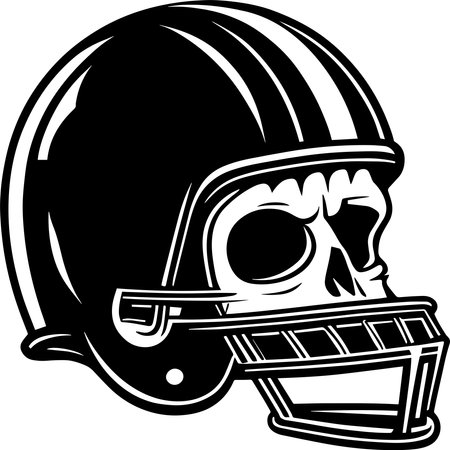 Skull In Football Helmet Monochromeのイラスト素材