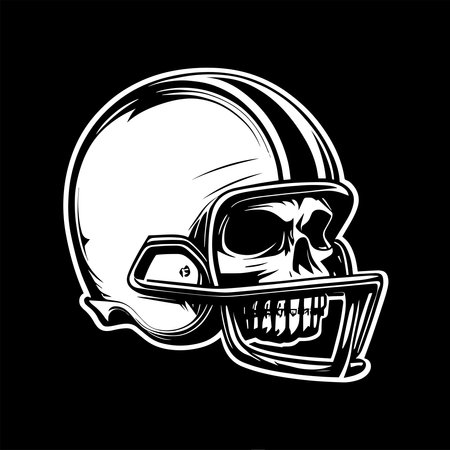 Skull In Football Helmet Monochromeのイラスト素材