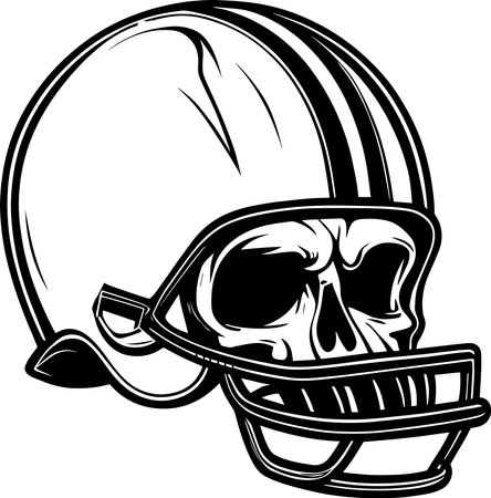 Skull In Football Helmet Monochromeのイラスト素材