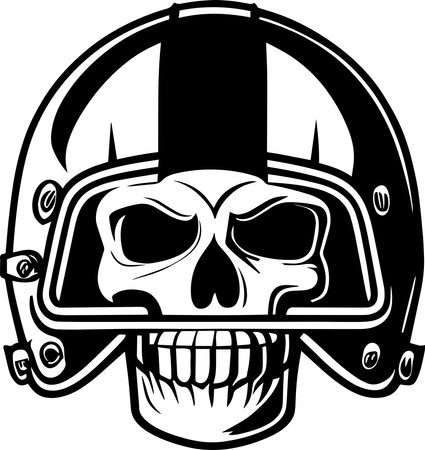Skull In Football Helmet Monochromeのイラスト素材