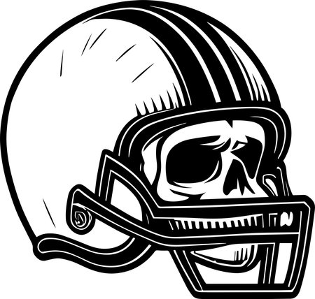 Skull In Football Helmet Monochromeのイラスト素材