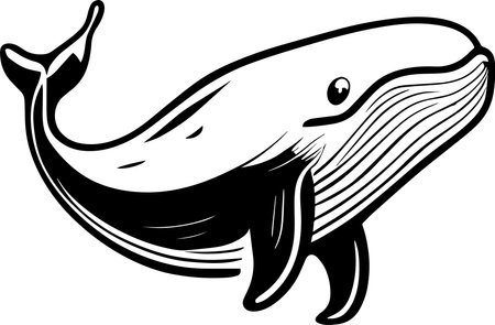 Whale icon Monochrome Minimalistic Designのイラスト素材