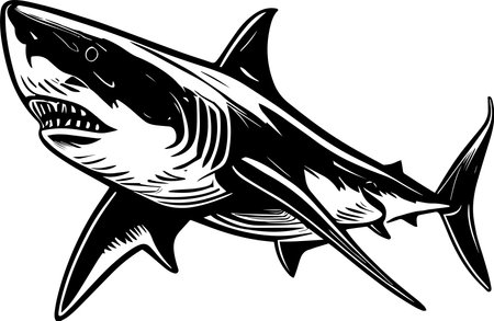 Great White Shark Monochrome Designのイラスト素材