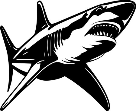 Great White Shark Monochrome Designのイラスト素材