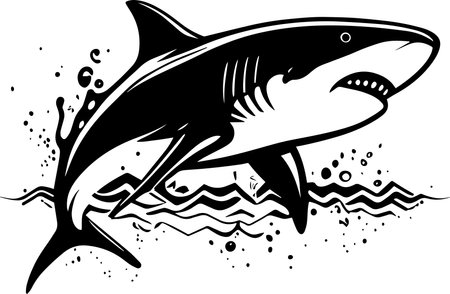 Great White Shark Monochrome Designのイラスト素材