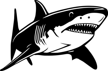 Great White Shark icon Monochrome Designのイラスト素材