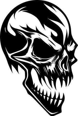 Illustration Of Skull Monochrome icon Designのイラスト素材