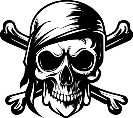 Pirate Skull Monochrome Designのイラスト素材