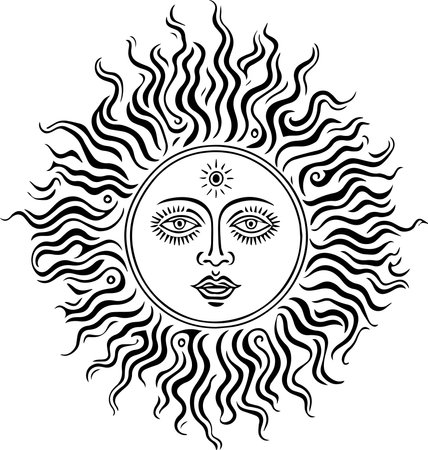 Sun Face Outline Iconのイラスト素材