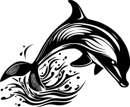 Dolphin Jumping Black Colorのイラスト素材