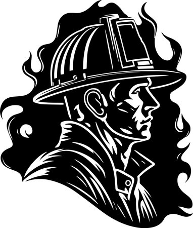 Firefighter Ready for Rescueのイラスト素材