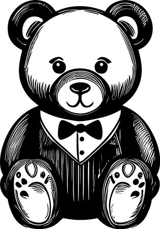 Sitting Teddy Bear Black Colorのイラスト素材
