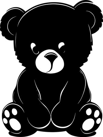 Sitting Teddy Bear Black Colorのイラスト素材