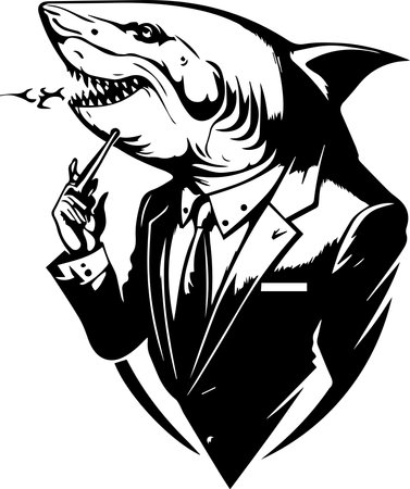Shark Businessman Black Colorのイラスト素材