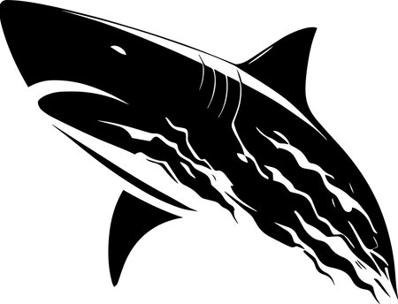 Shark Jumping Black Colorのイラスト素材