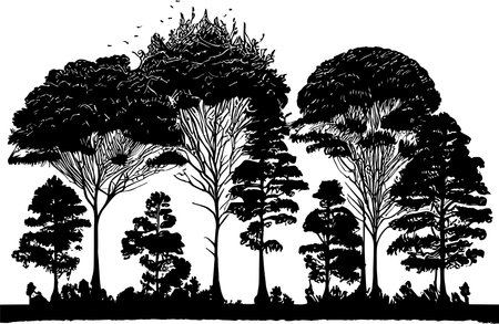 Trees Silhouette Black Colorのイラスト素材