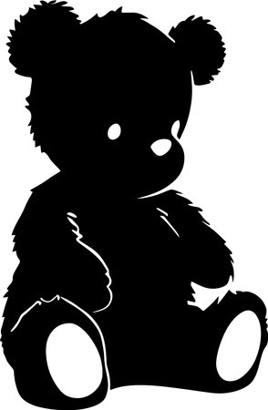 Sitting Teddy Bear Black Colorのイラスト素材