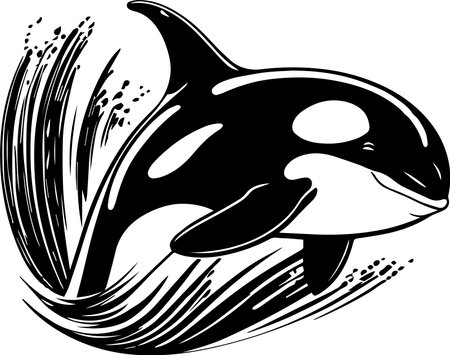 Orca Jumping Black Colorのイラスト素材