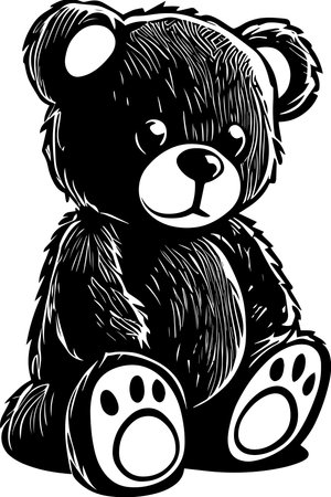 Sitting Teddy Bear Black Colorのイラスト素材