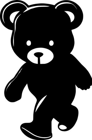 Teddy Bear Walking Black Colorのイラスト素材