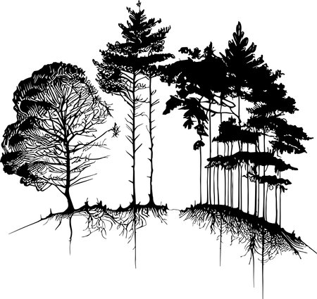 Trees Silhouette Black Colorのイラスト素材