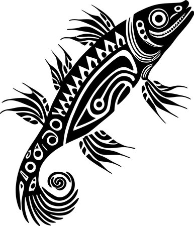 Tribal Fish Black Colorのイラスト素材