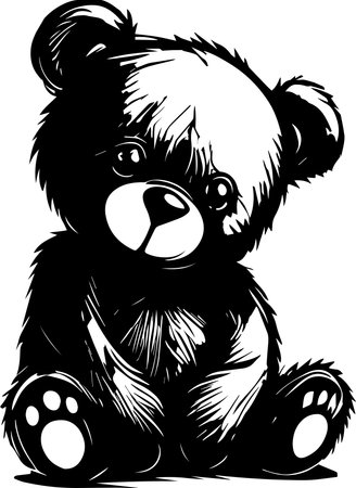 Sitting Teddy Bear Black Colorのイラスト素材