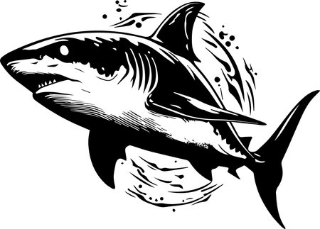 Shark Jumping Black Colorのイラスト素材